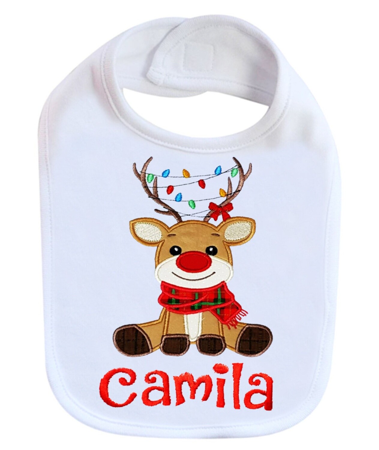 Christmas Bib Reindeer Bib Personalized with Name
