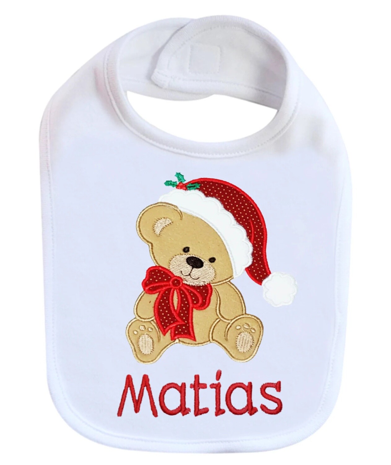 Christmas Teddy Bear Bib Unisex Personalized with Name