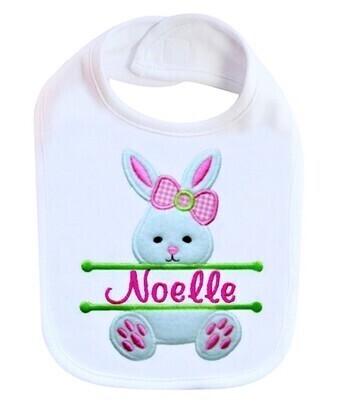 Easter Bunny Bib for Baby GIRL PERSONALIZED with Name