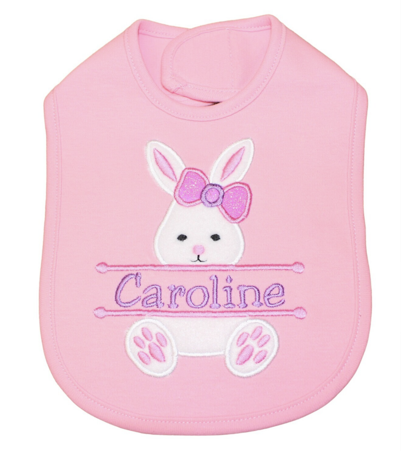 Easter Bunny Bib for Girl Personalized Name