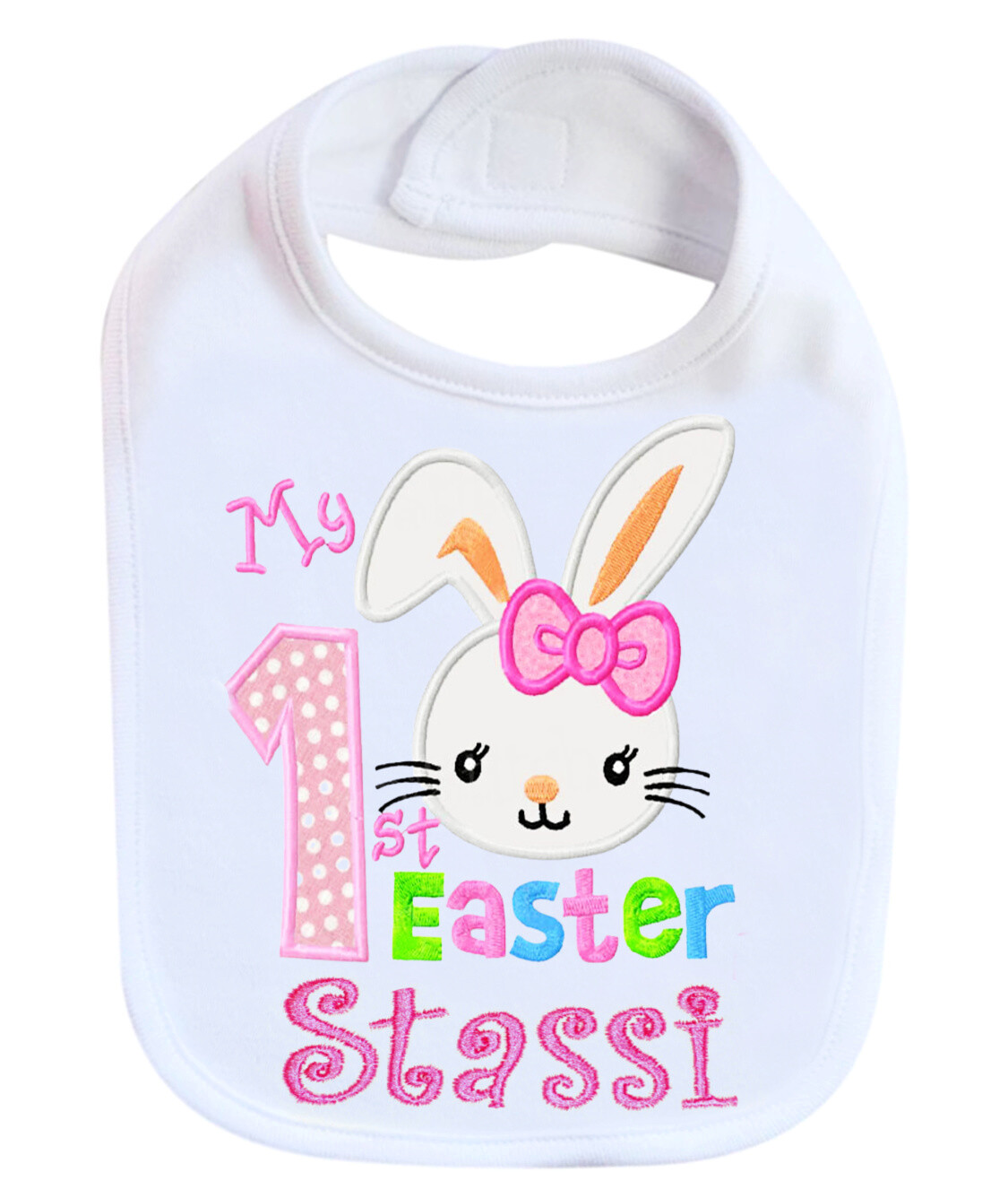 Easter Bunny Bib for Baby Girl PERSONALIZED with Name