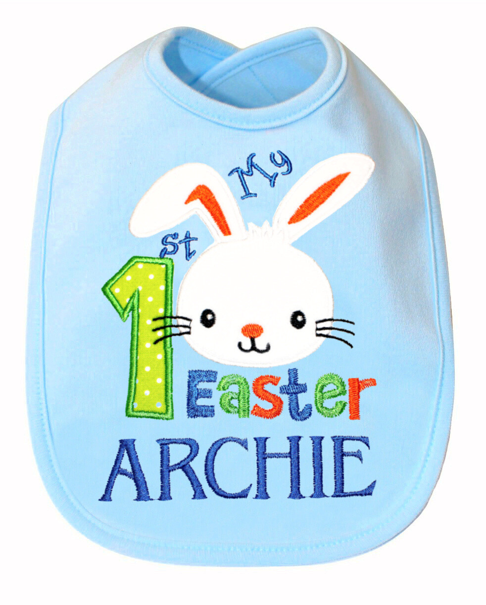 Easter Bunny Boy Bib Personalized with Name
