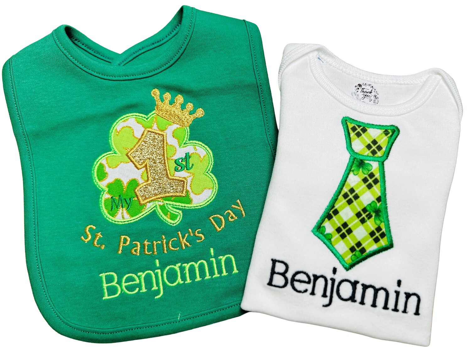St. Patrick&#39;s Day Gift Set Bodysuit &amp; Bib with Name