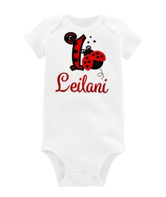 Ladybug 1st Birthday Bodysuit Personalized with Name
