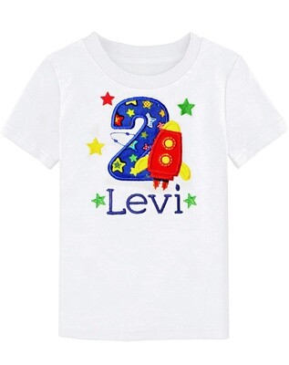 Birthday Boy T-shirt Rocket Personalized with Name