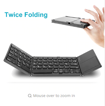 15 % Save Portable Twice Folding Bluetooth Keyboard BT Wireless Foldable Touchpad Keypad for IOS/Android/Windows ipad Tablet