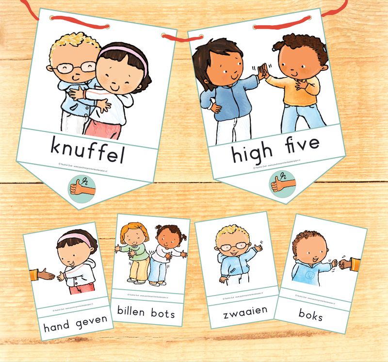 Vlaggenlijn en kaarten Thema Alle begroetingen