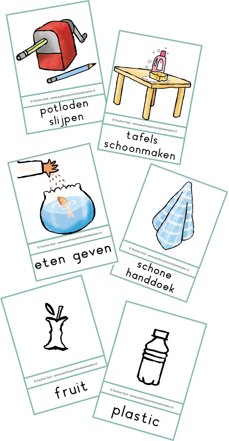 Woordkaarten Thema Taakjes en opruimen in de groep