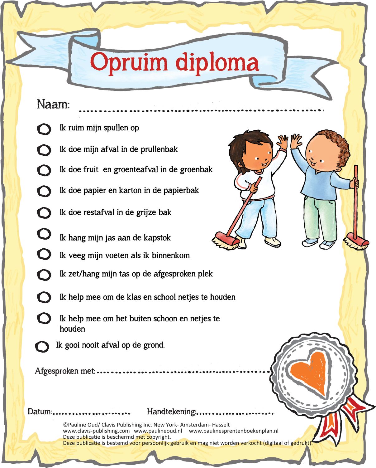Opruimdiploma voor in de groep