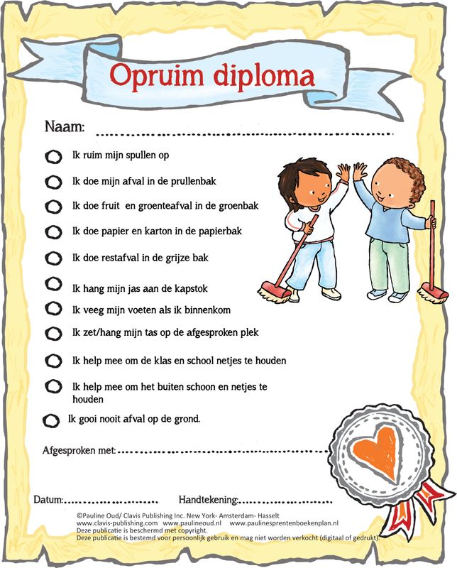 Opruimdiploma voor in de groep