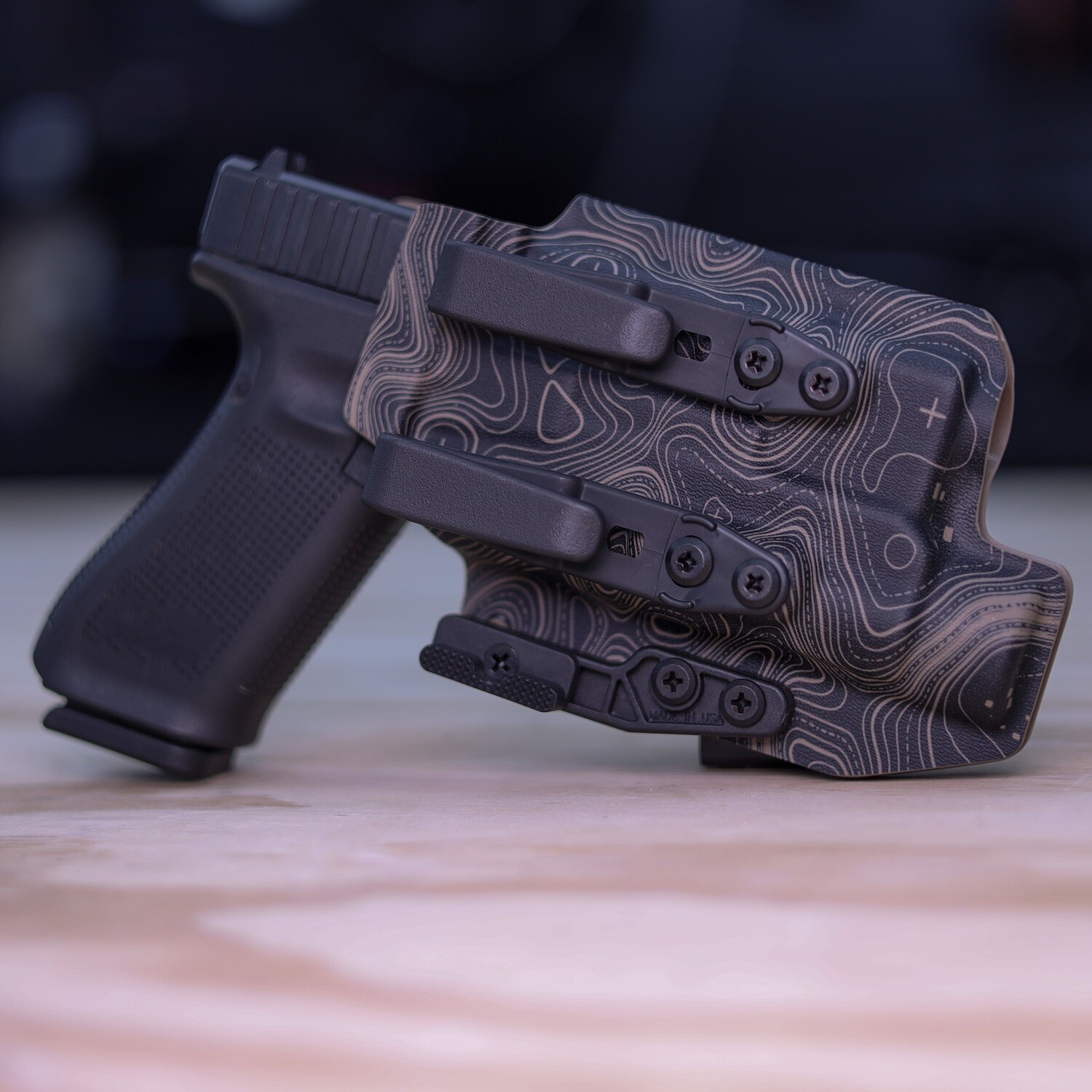 Glock 19  with Surefire X300 Appendix holster With Black Topo Kydex