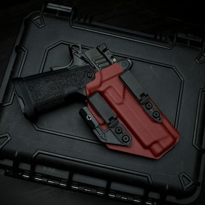 Staccato P V2 appendix holster in Blood Red with Discreet Carry Clips