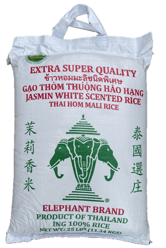 Three Head Elephant White Jasmine Rice 25lbs Bag Three Head Elephant White Jasmine Rice 25lbs Bag