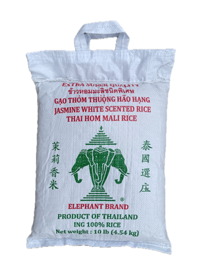 Three Head Elephant White Jasmine Rice 10lbs Bag