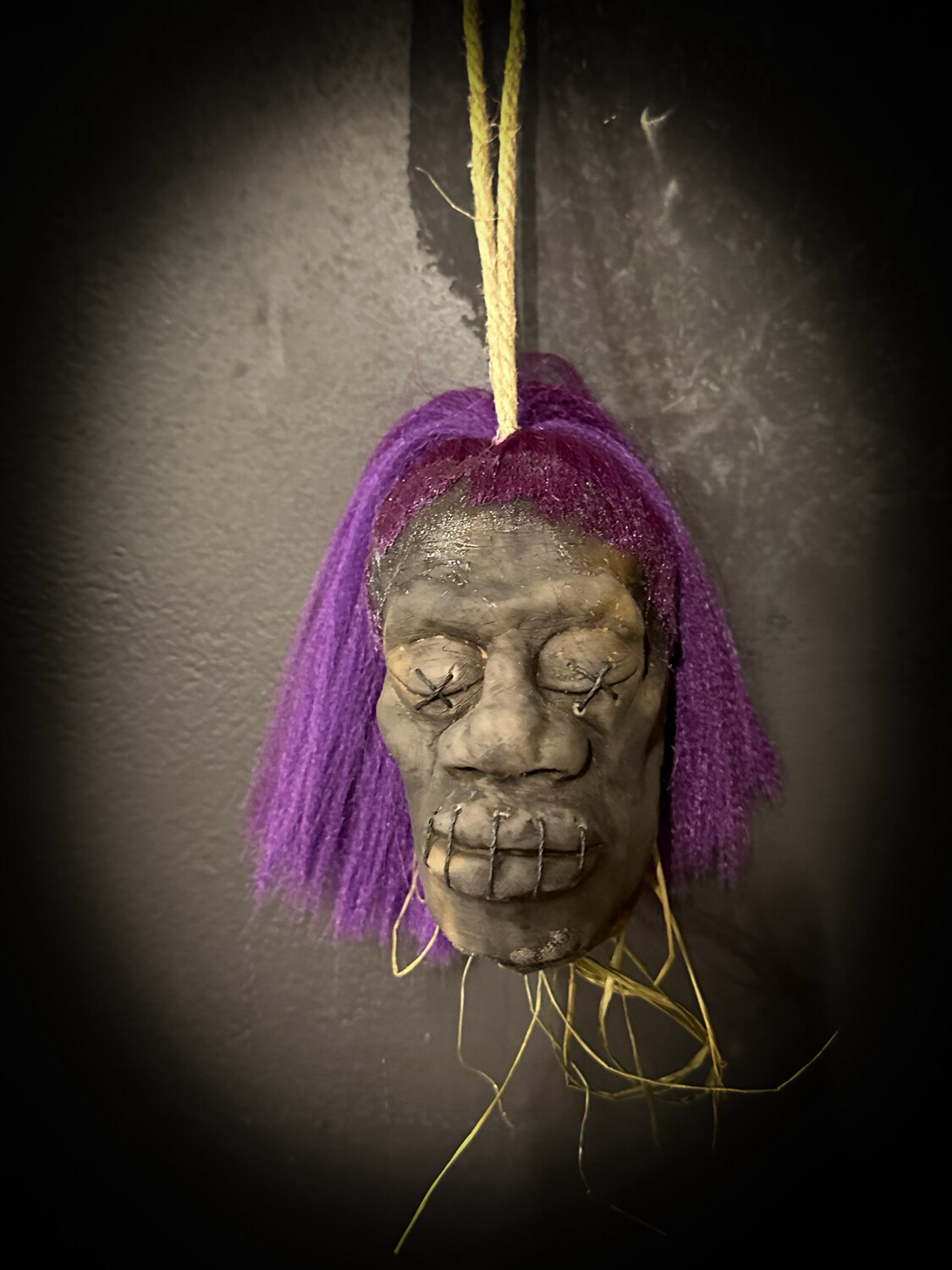 Shrunken Head - With Purple Hair