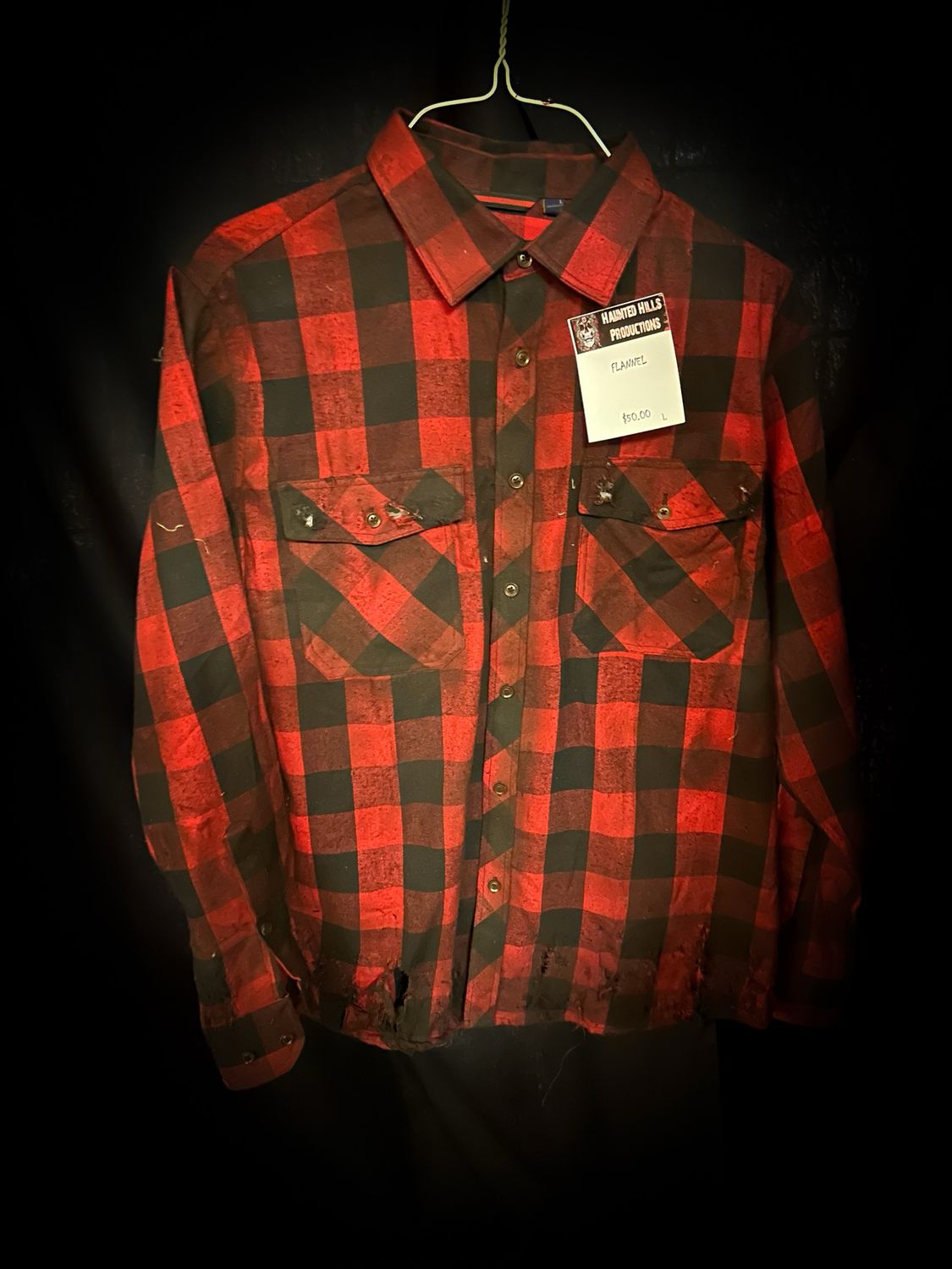 Large Red Flannel Dirty Distressed