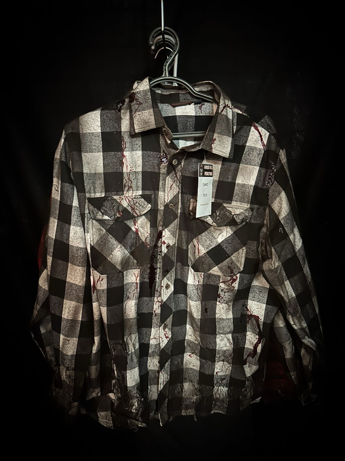 Large Blk/Wht Flannel W/blood Splatter
