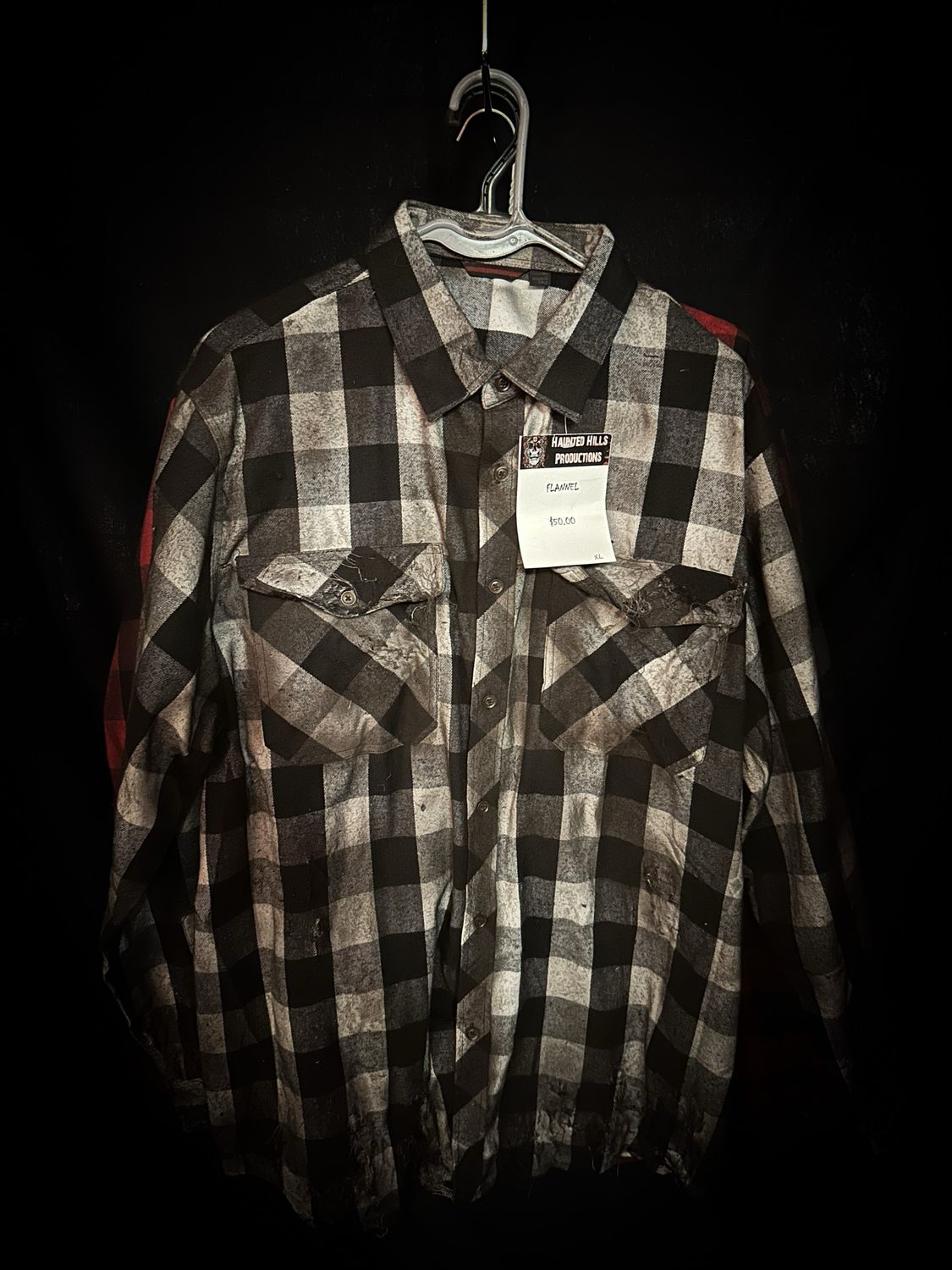 XL Blk/Wht Flannel Dirty Distressed