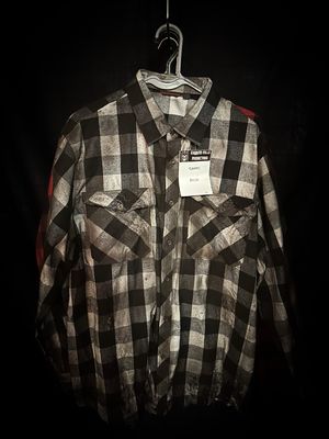 XL Blk/Wht Flannel Dirty Distressed