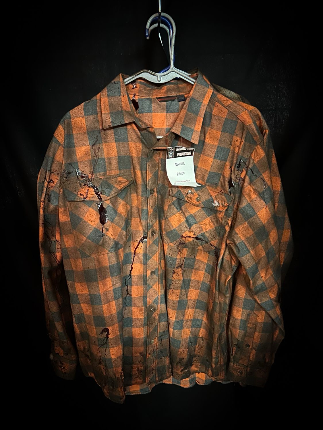 XL Orange Flannel W/blood Splatter