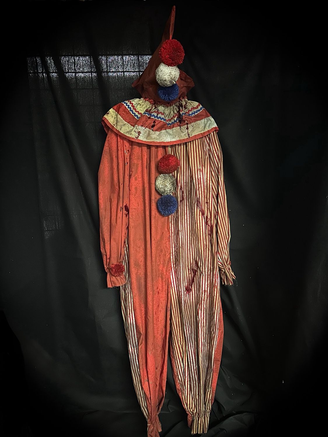 XL Pogo the Clown Costume Dirty Distressed with Blood Splatter