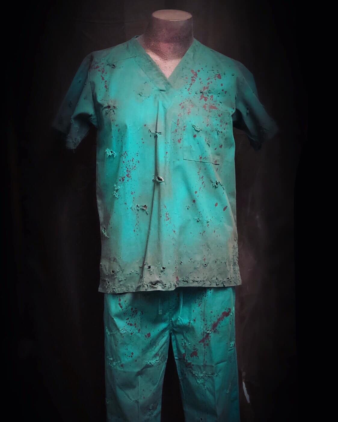 XL Green Scrub Set W/ Blood Splatter
