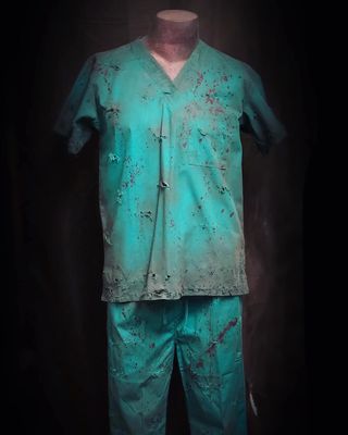 XL Green Scrub Set W/ Blood Splatter
