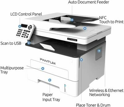 Pantum M7202FDW Monochrome Laser Multifunction Printer with Copier Scanner Fax, High Print and Copy Speed, Auto-Duplex Printing, Wireless Networking & USB 2.0 Pantum M7202FDW Monochrome Laser Multifunction Printer with Copier Scanner Fax, High Print and Copy Speed, Auto-Duplex Printing, Wireless Networking & USB 2.0