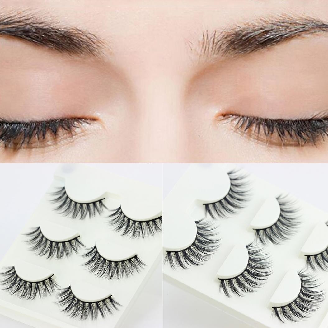 3 Pairs Natural False Eyelashes Soft Long Thick Women Beauty Makeup Eye Lashes