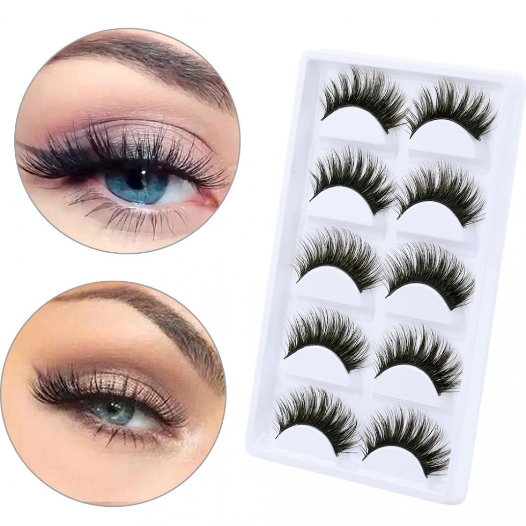 5 Pairs Luxurious 3D False Eyelashes Cross Natural Long Makeup Eye Lashes