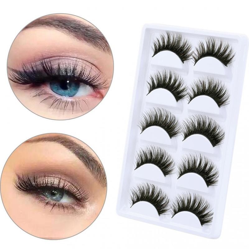 5 Pairs Luxurious 3D False Eyelashes Cross Natural Long Makeup Eye Lashes
