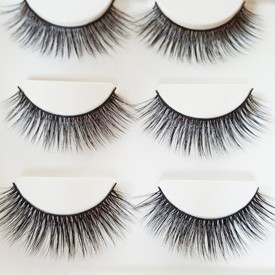 3 Pairs 3D False Eyelashes Cross Natural Long Eye Lashes Makeup Cosmetics