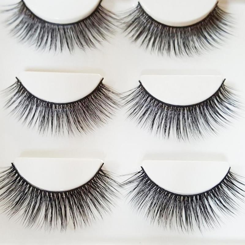 3 Pairs 3D False Eyelashes Cross Natural Long Eye Lashes Makeup Cosmetics