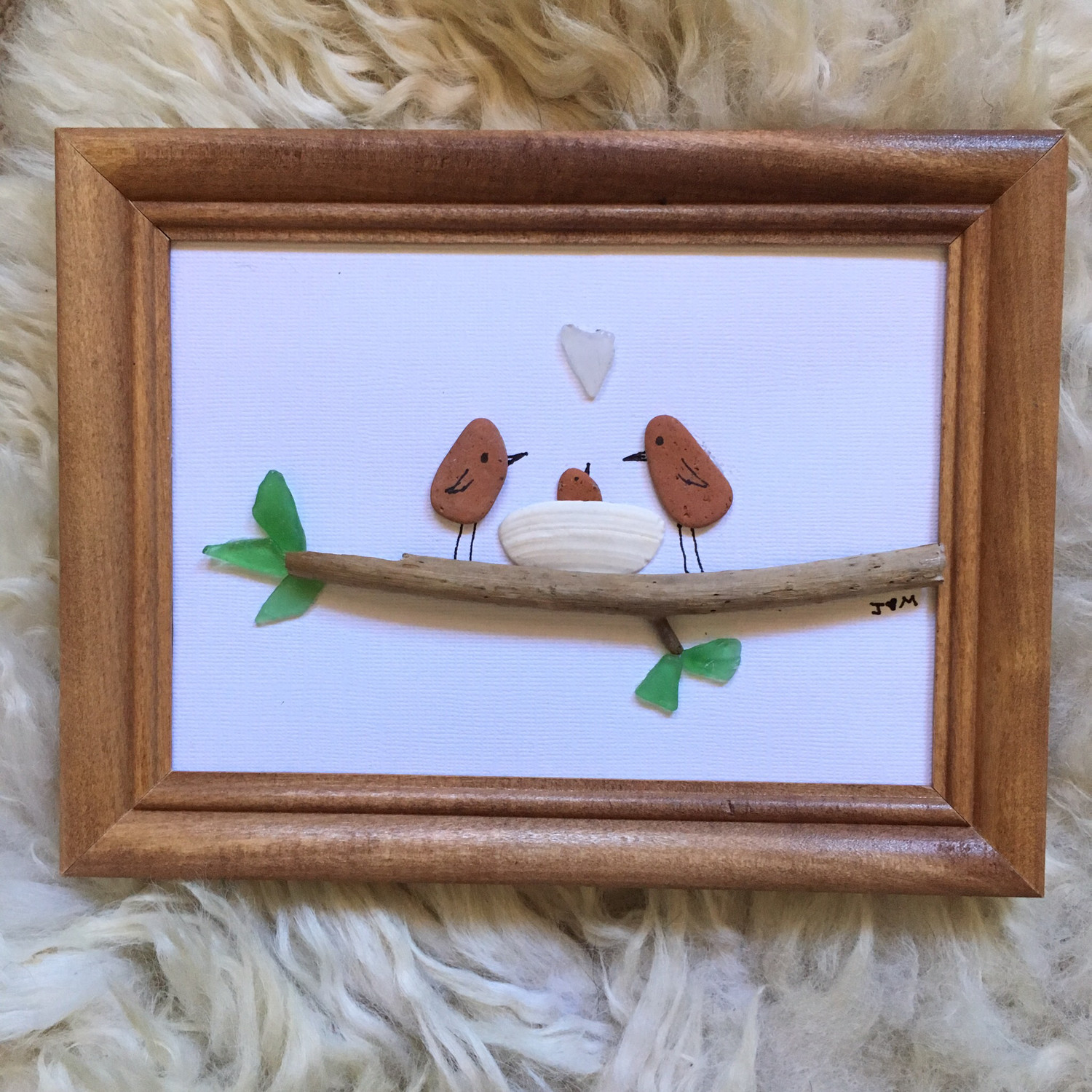 Bird Family Pebble Art
