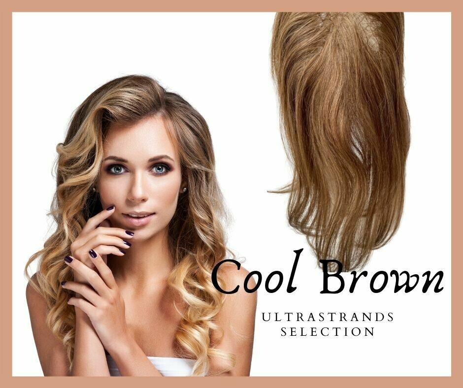 UltraStrands Mini Natural Straight ( Size 3 X 4 inches ) Medium Holes Medium Density (Length 12 Inches) Colour Cool Brown