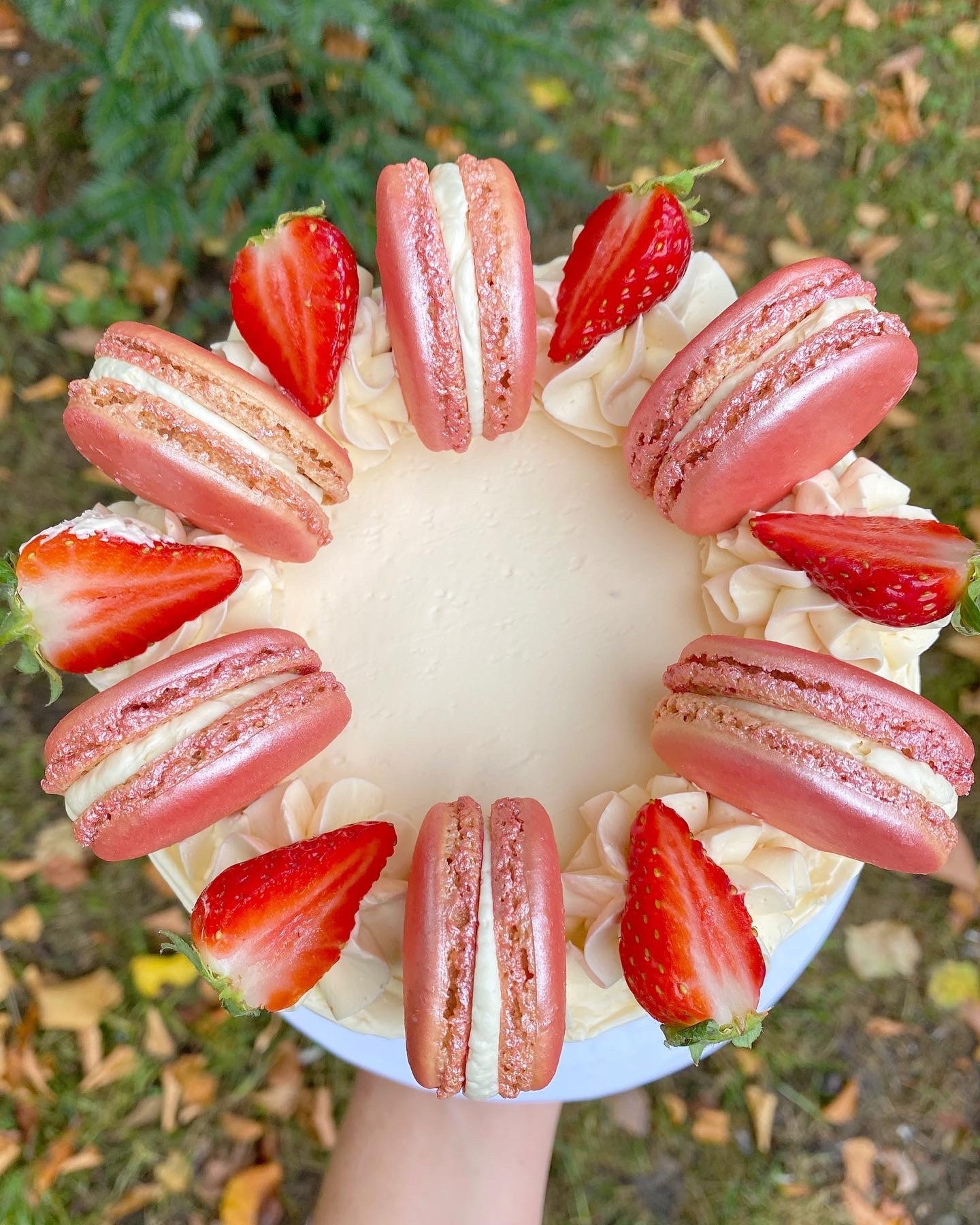 Strawberry Macaron Cake