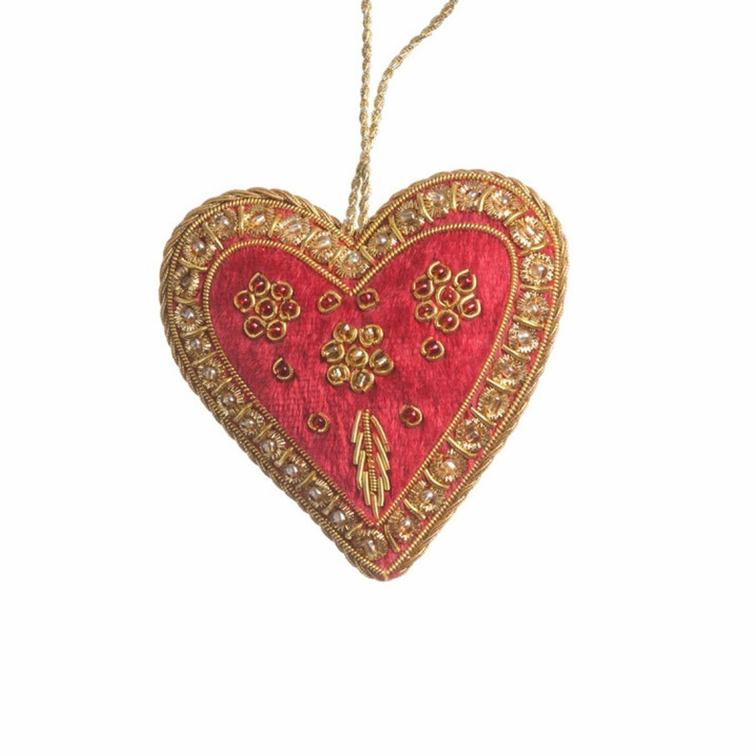 St Nicolas Embroidered Decoration - Red Valentine Heart