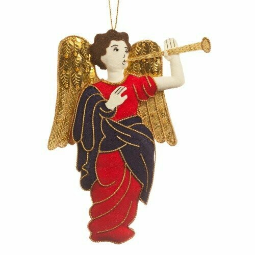 St Nicolas Embroidered Decoration - Fanfare Angel