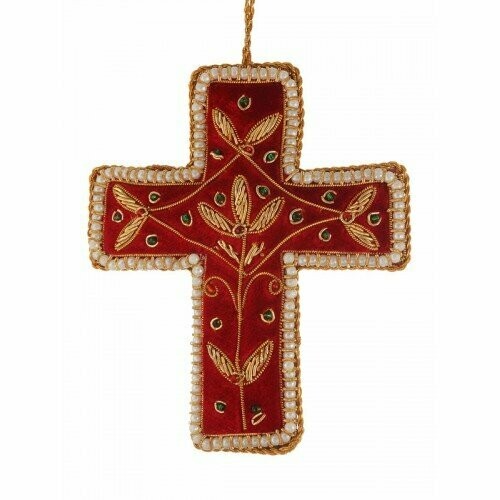 St Nicolas Embroidered Decoration - Red Cross