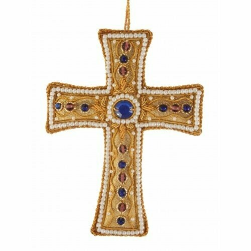 St Nicolas Embroidered Decoration - Gold Tissue Cross