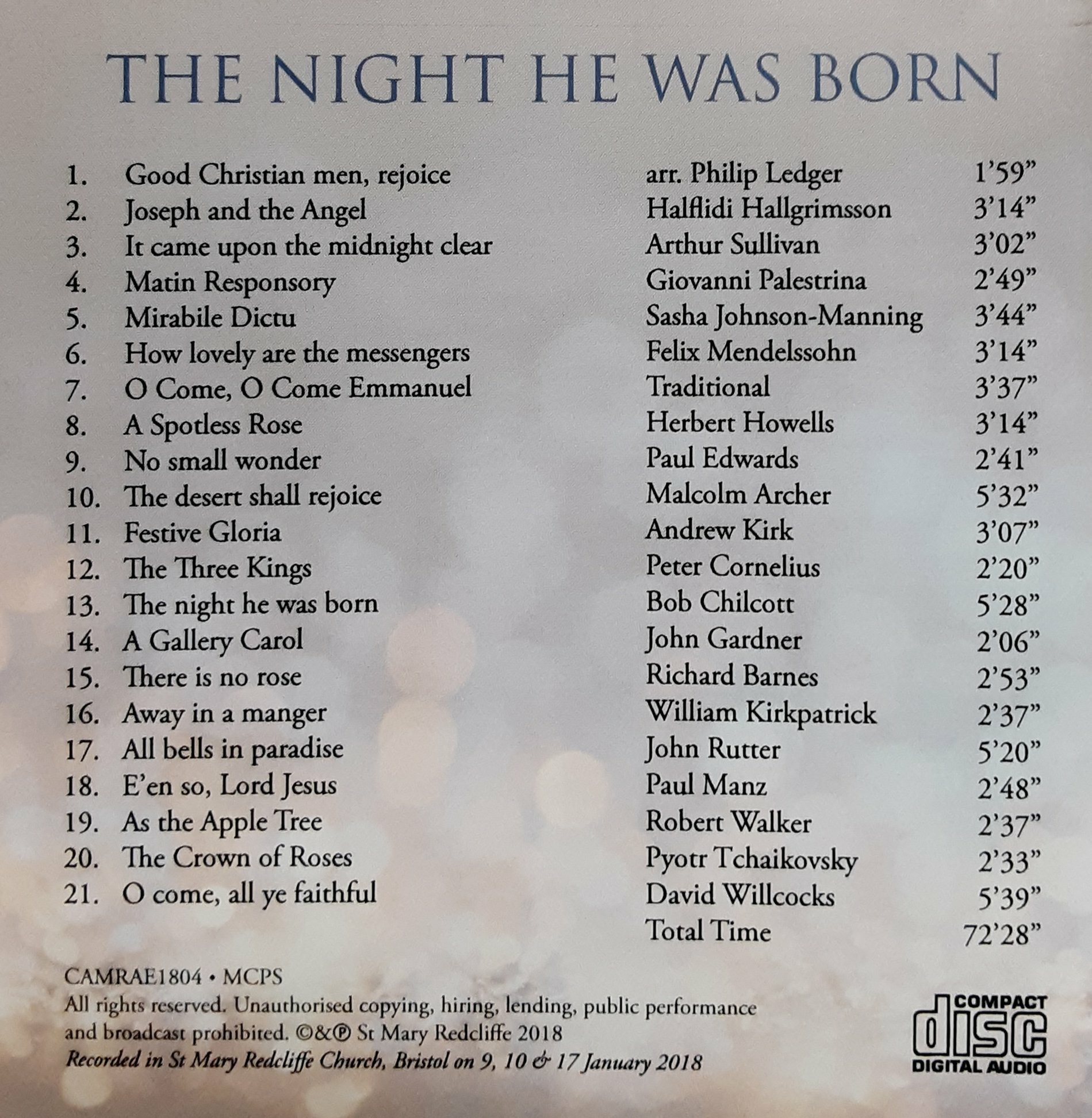 The Night He Was Born - Audio CD