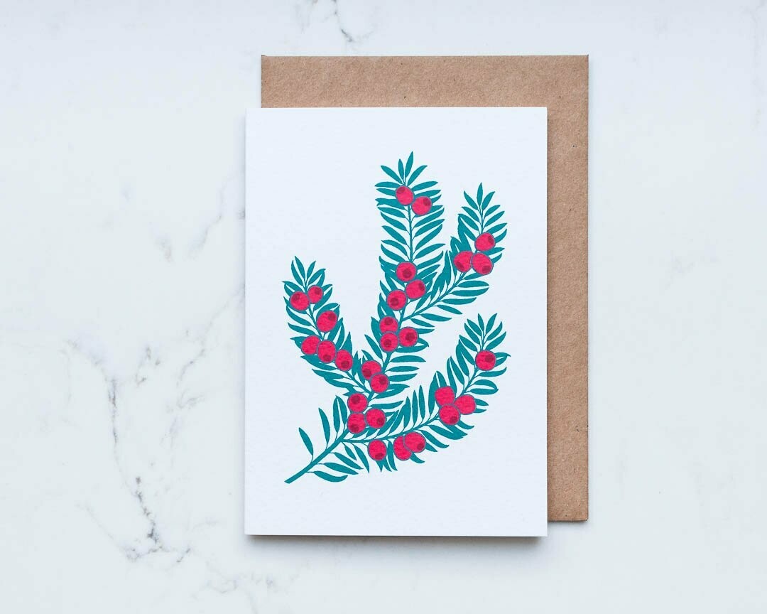 Yew branch greeting card