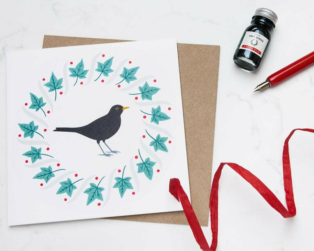 Christmas Blackbird  greeting card