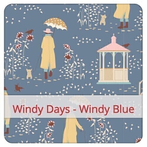Large Bread Bag - Windy Days - Windy Blue