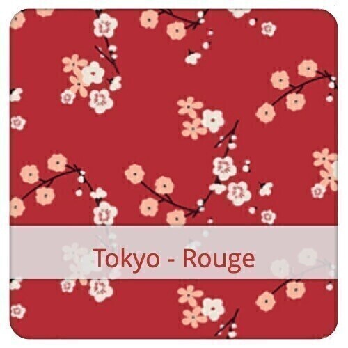 Serviette  20x20cm x 2: Tokyo - Rouge & Asan - Caviar