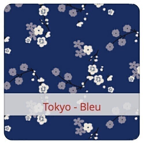 Serviette  20x20cm x 2: Tokyo - Bleu & Roby - Navy