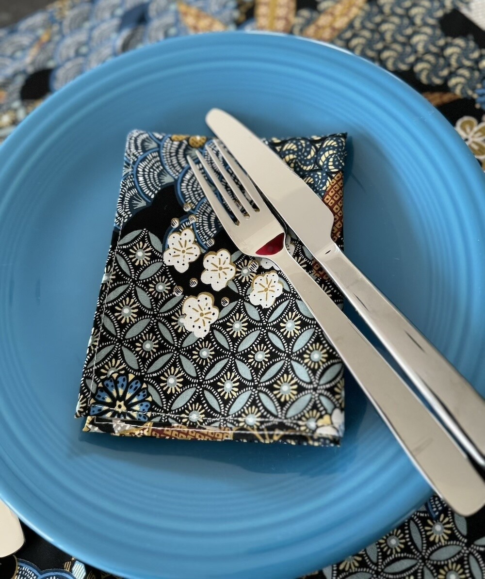 Serviettes: 44x44cm x 6: Yin Noir