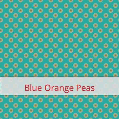Fabric swatch image for pattern: Blue Orange Peas