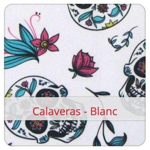 Fabric swatch image for pattern: Calaveras - Blanc