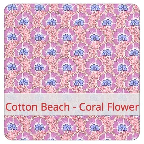 Cotton Fabric - Cotton Beach - Coral Flower Fabric swatch image for pattern: Cotton Beach - Coral Flower